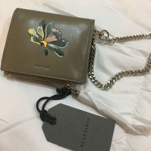All Saints Flora Leather Wristlet